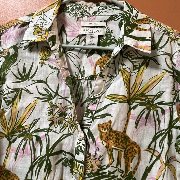 Rachel Zoe 100% Linen Women’s Shirt Button Down, Long Sleeve Sz L - Picture 5 of 8